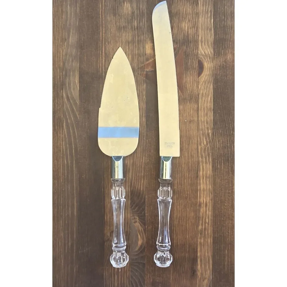 Victoria Lynn Acrylic Handle Cake Server & Knife Set Wedding Dessert Serving